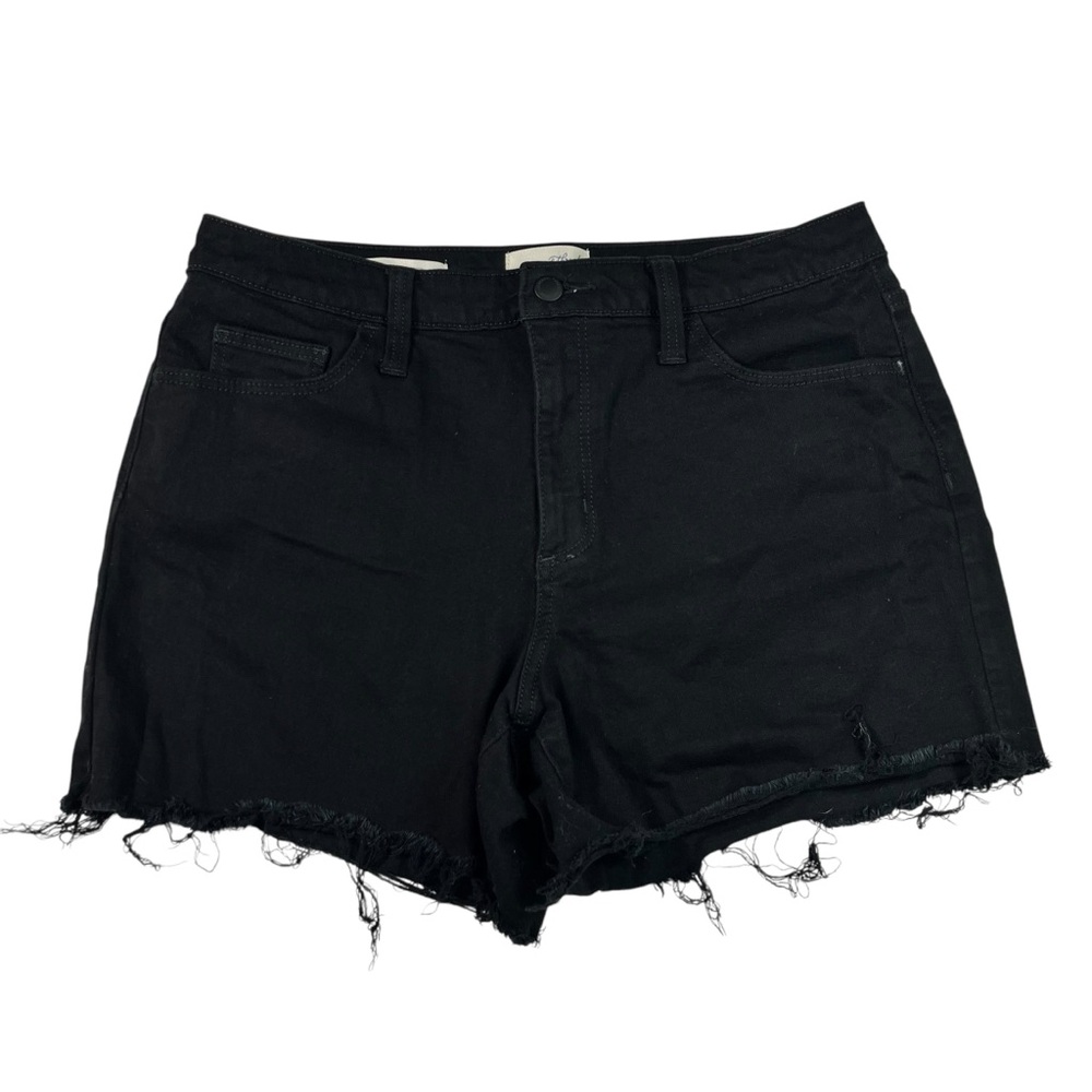 Universal Thread Black Denim High Rise Midi Jean Shorts 10R 10 Cutoff Festival
